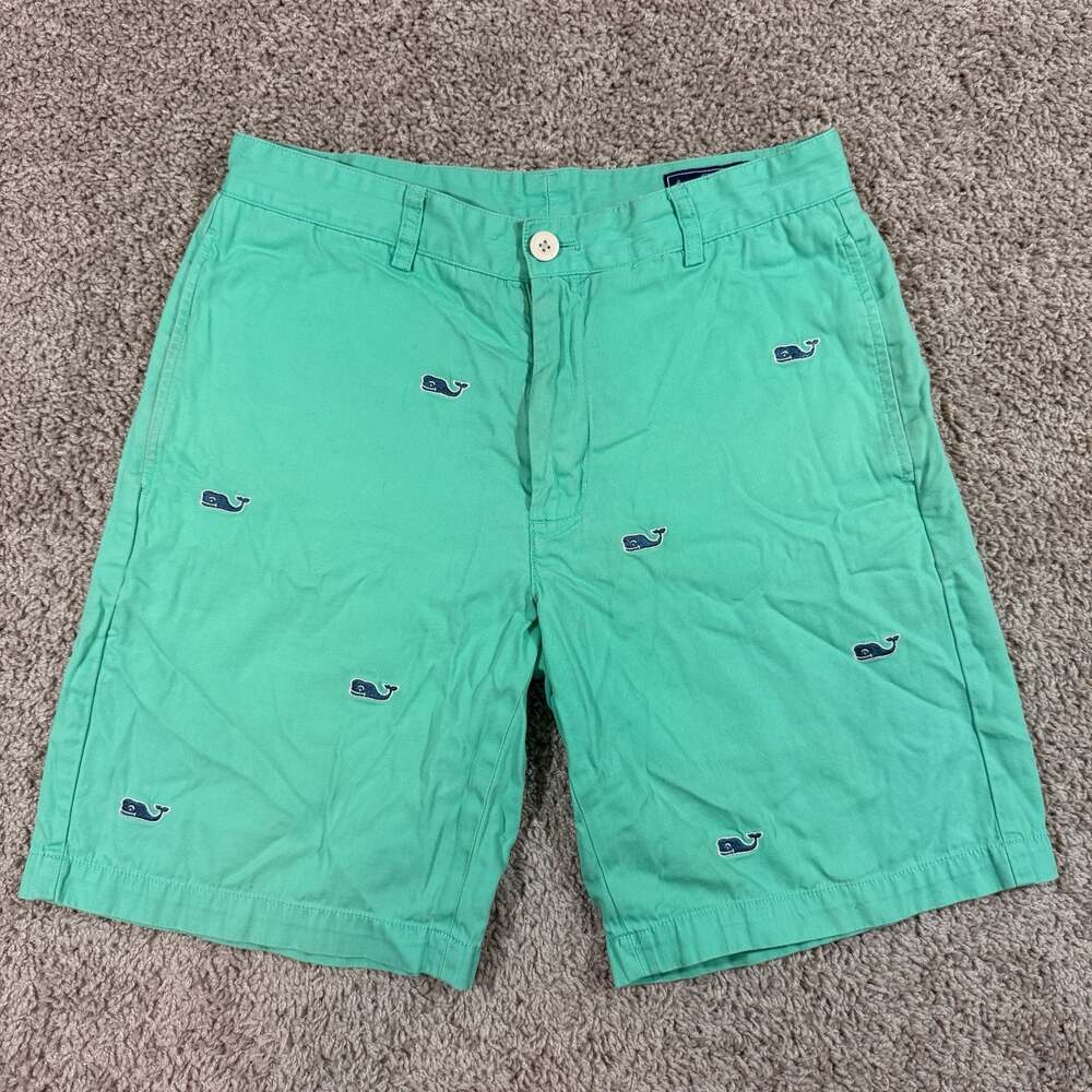 Vineyard Vines Club Shorts Mens 30 Green Whale Print Embroidered Preppy